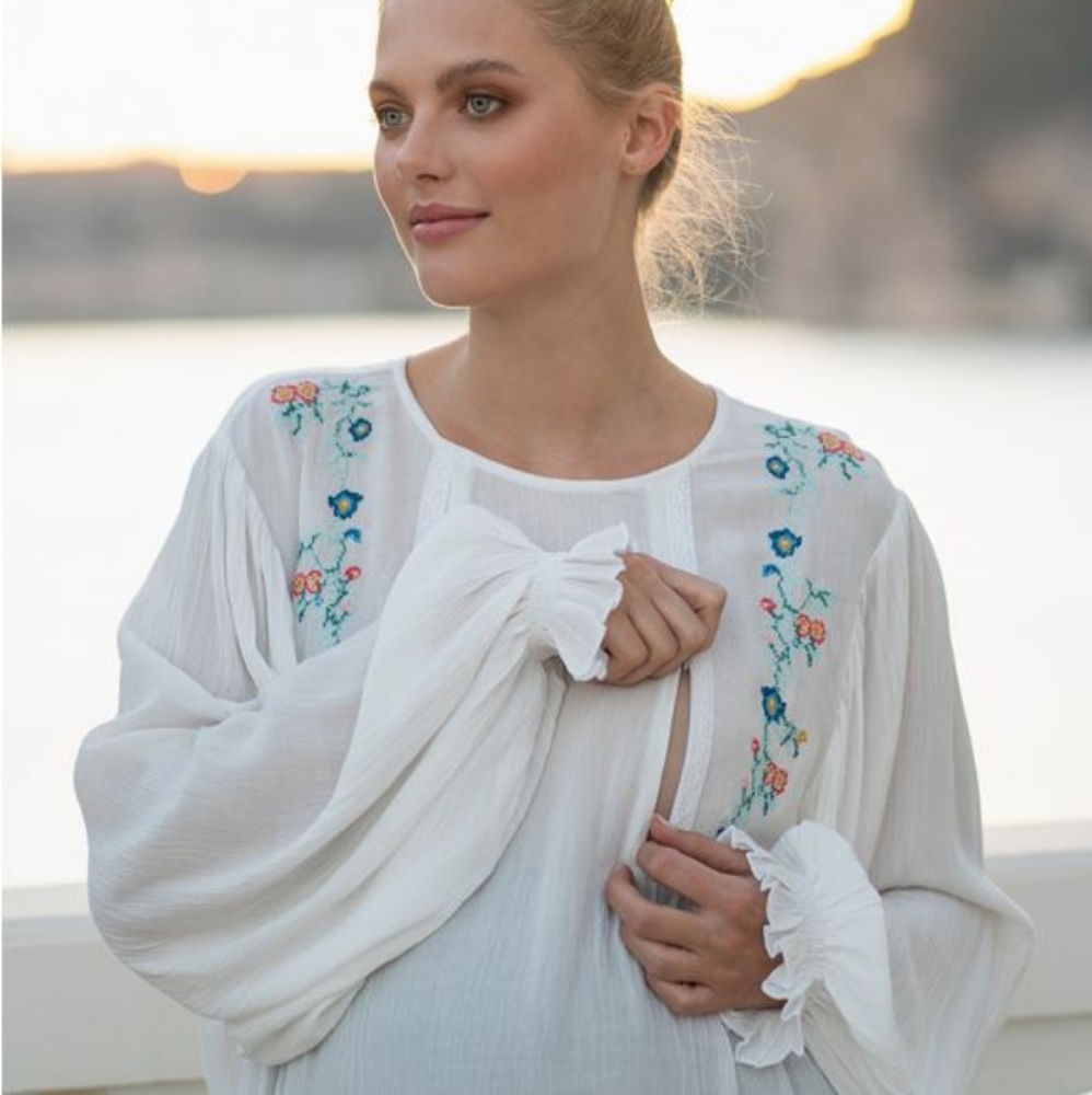 Seraphine Pregnancy to Nursing Embroidered Blouse